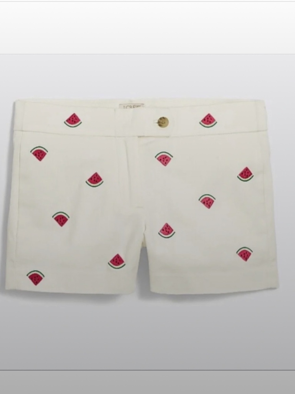 J. Crew Factory Watermelon Chino White Shorts Sz 2 Summer Fruit Shorts NWT